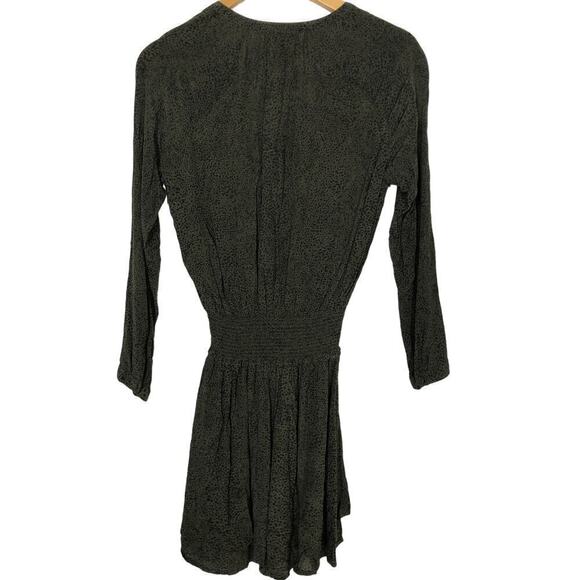 Rails Jasmine Dress Animal Print Long Sleeve Blouson Mini Olive Speckled Small - Picture 7 of 11